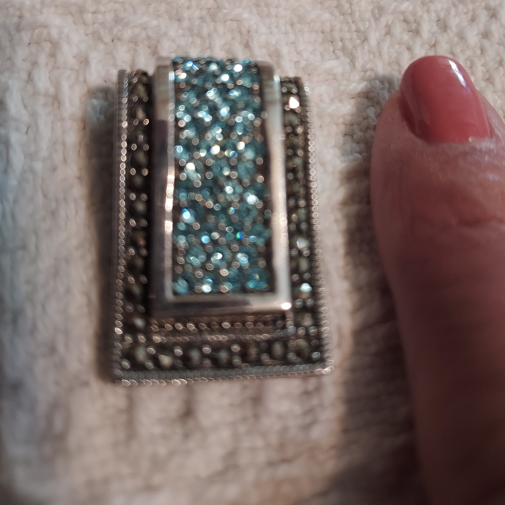 Blue and Silver Statement Pendant/Slide